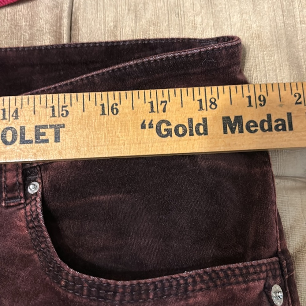 Zerres Burgundy Velvet Jeans Size US16 Stretch High Waist Straight Leg - Picture 13 of 15